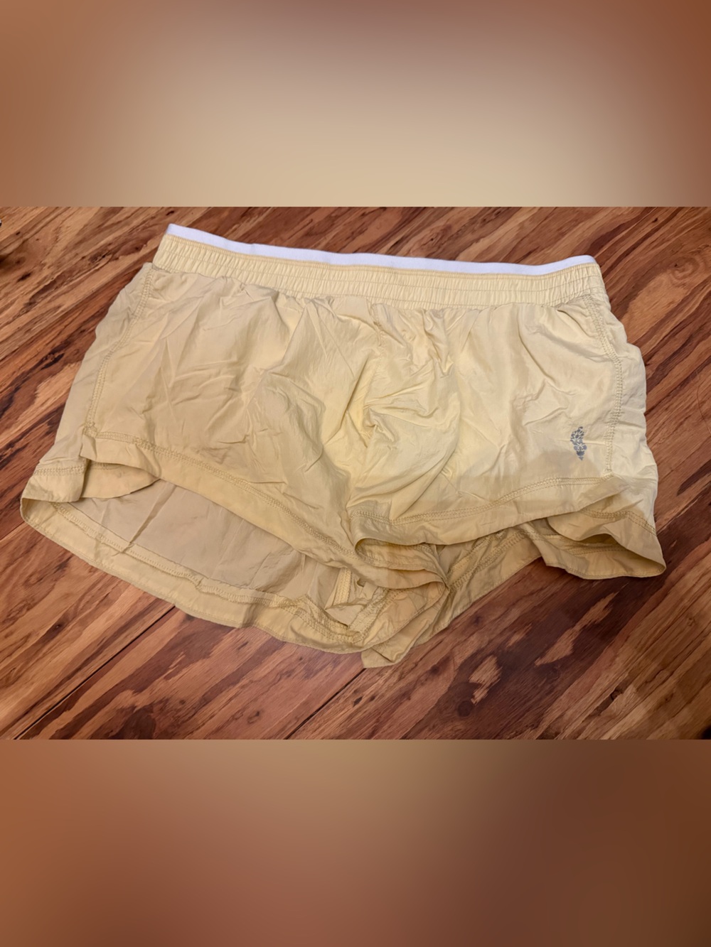 Free People Pale Yellow Athletic Shorts